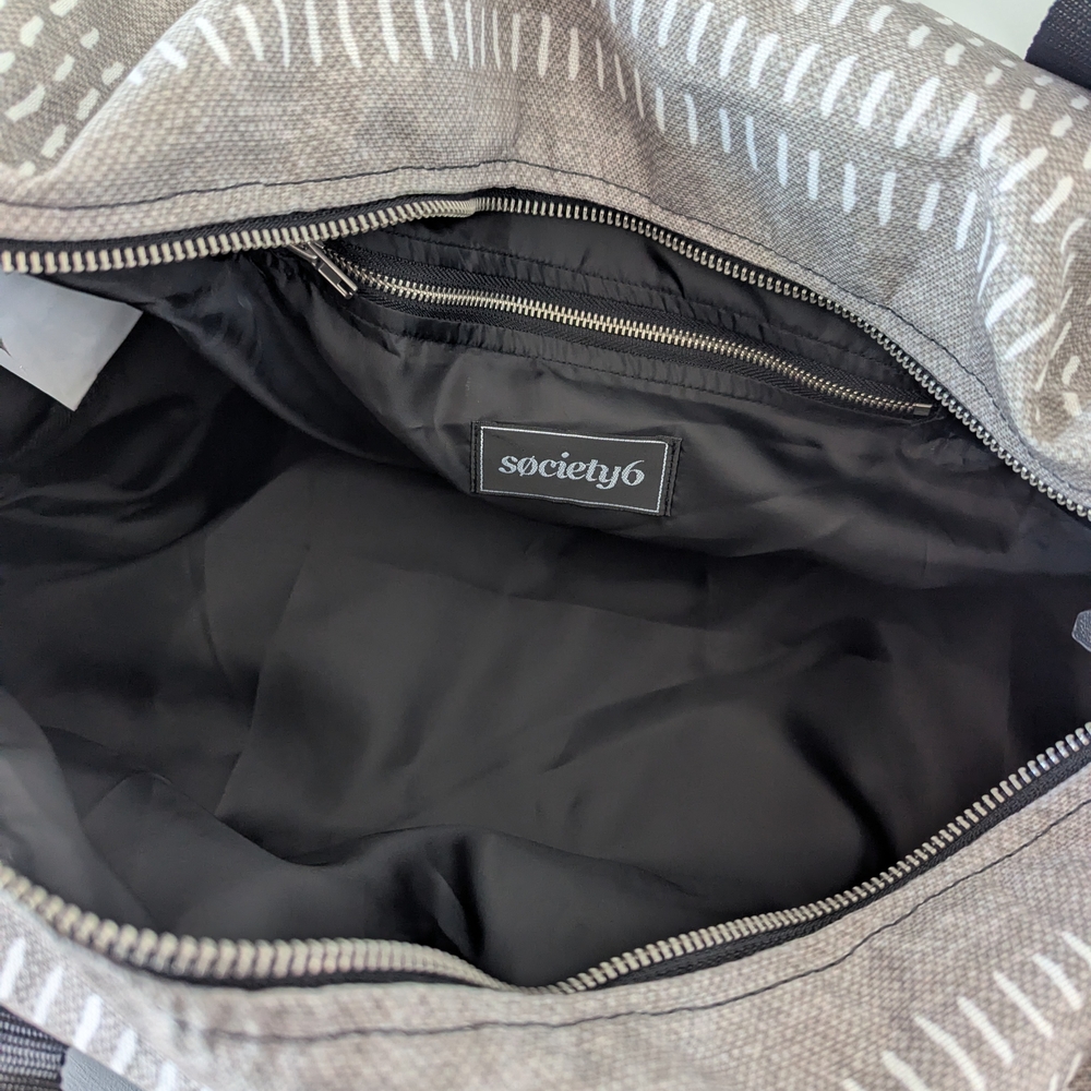 Gray Patterned Canvas Duffle Bag - Picture 10 of 15